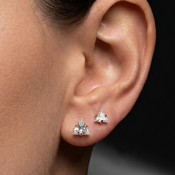 Triangle Stone Titanium Studs Pair (6mm, 7mm) - Hypoallergenic