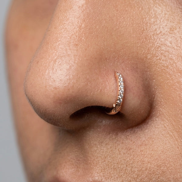 7mm Tiny Stones Stainless Steel Hoop & Nose Ring – Daily Premium Wear