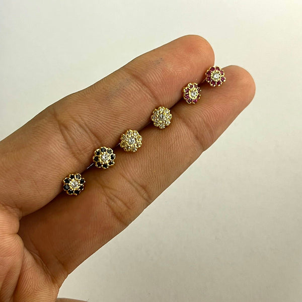 Gold Plated Floral Screw Stud Earrings - 3Colors