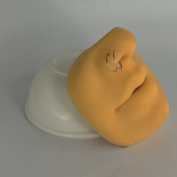 Thin Double Nose Ring & Hoop Earrings - 10mm Bold – 20G Stainless Steel