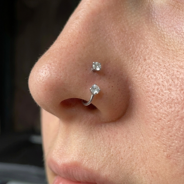 Titanium Septum Nose Ring – Silver & Golden - Hypoallergenic