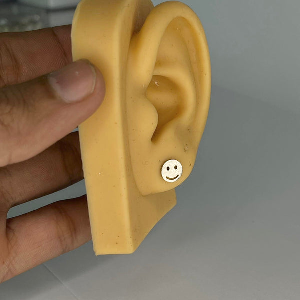 Stainless Steel Smiley Face Stud Earrings