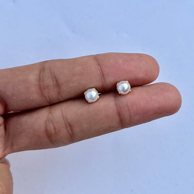 3 Pairs Gold-Plated Pearl Stud Earrings Set