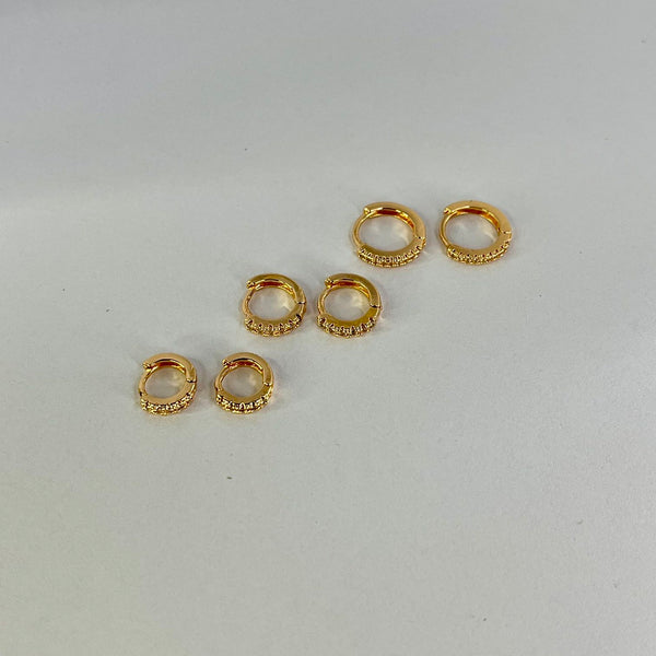 3Pairs Hoop Earrings Set 6-9-12mm Size