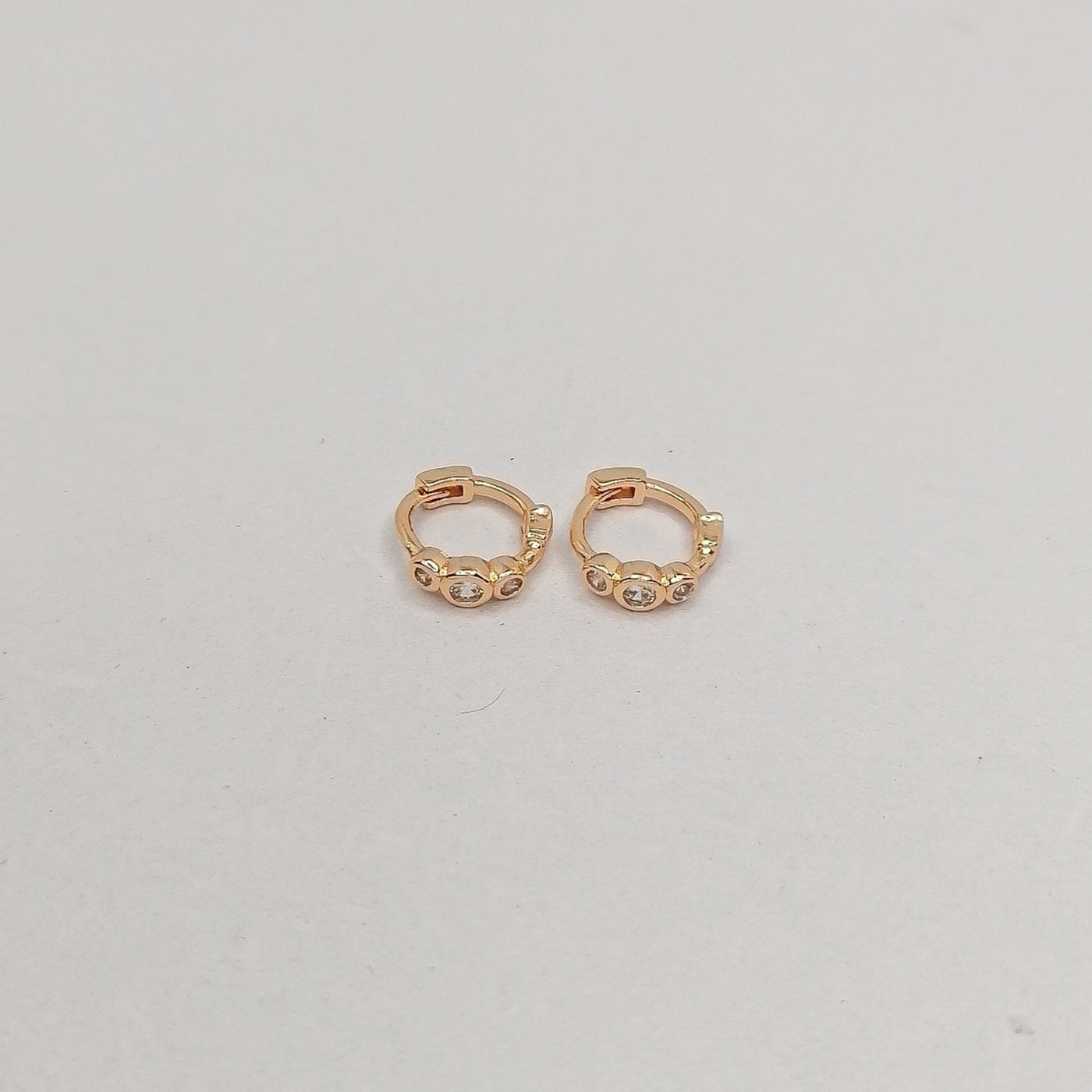 6mm Tiny 3 Stone Hoop Earrings