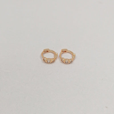 6mm Tiny 3 Stone Hoop Earrings