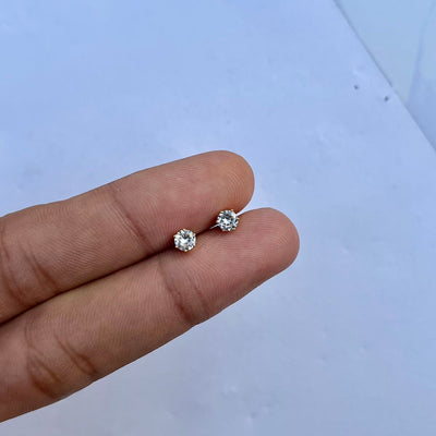 3 Pairs Gold-Plated Zirqon Stone Stud Earrings Set