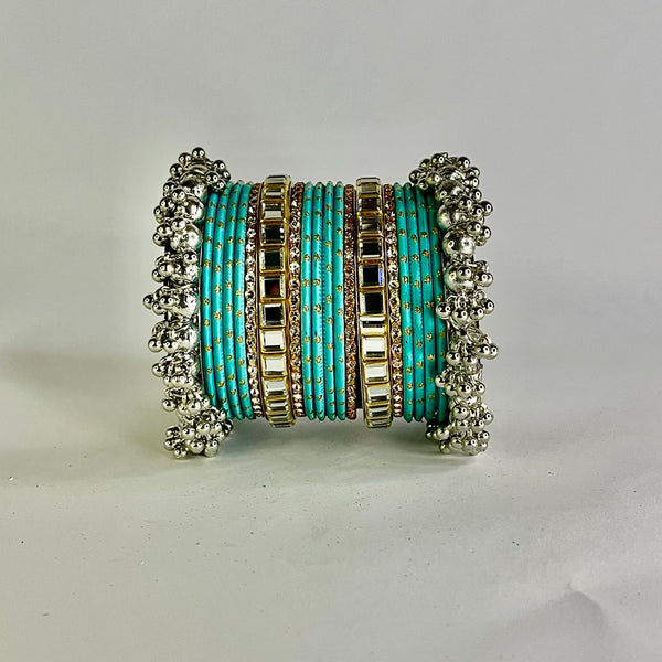 Ferozi Pearl & Kundan Bangle Set - 2.6 Size