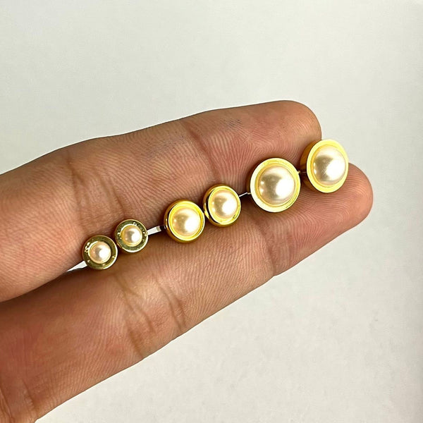 Gold-Plated Pearl Studded Earrings