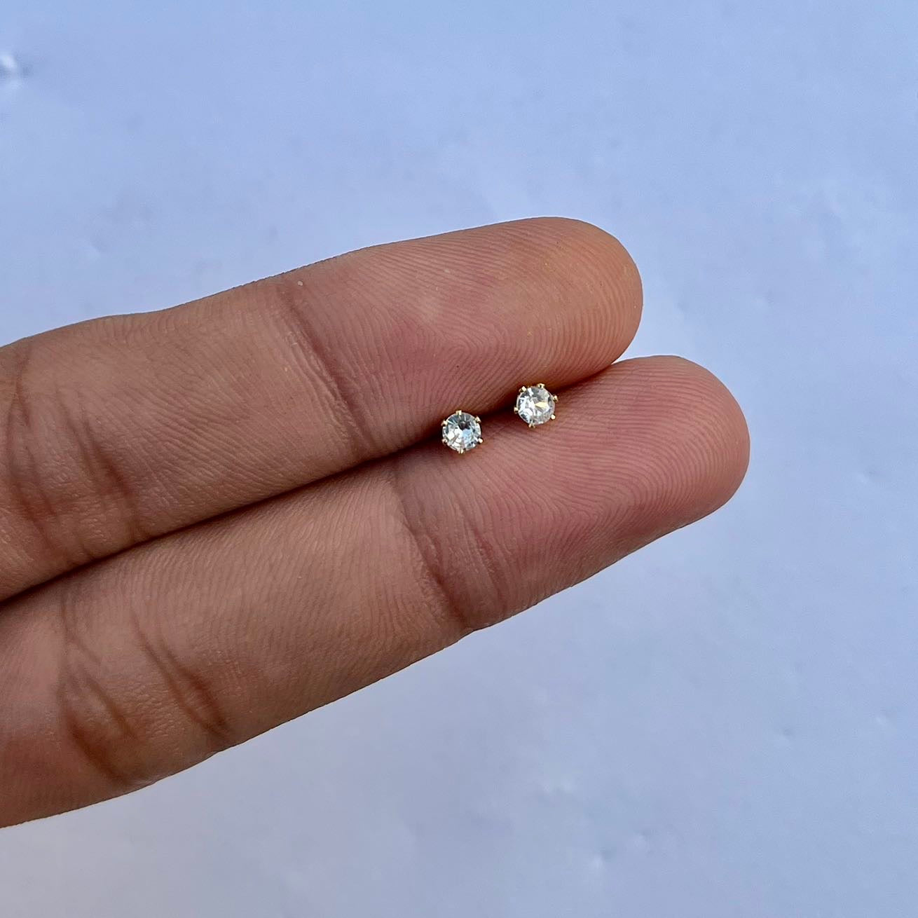 3 Pairs Gold-Plated Zirqon Stone Stud Earrings Set