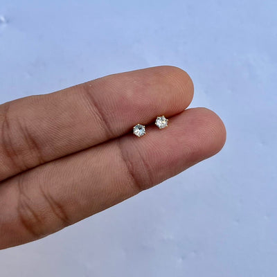 3 Pairs Gold-Plated Zirqon Stone Stud Earrings Set