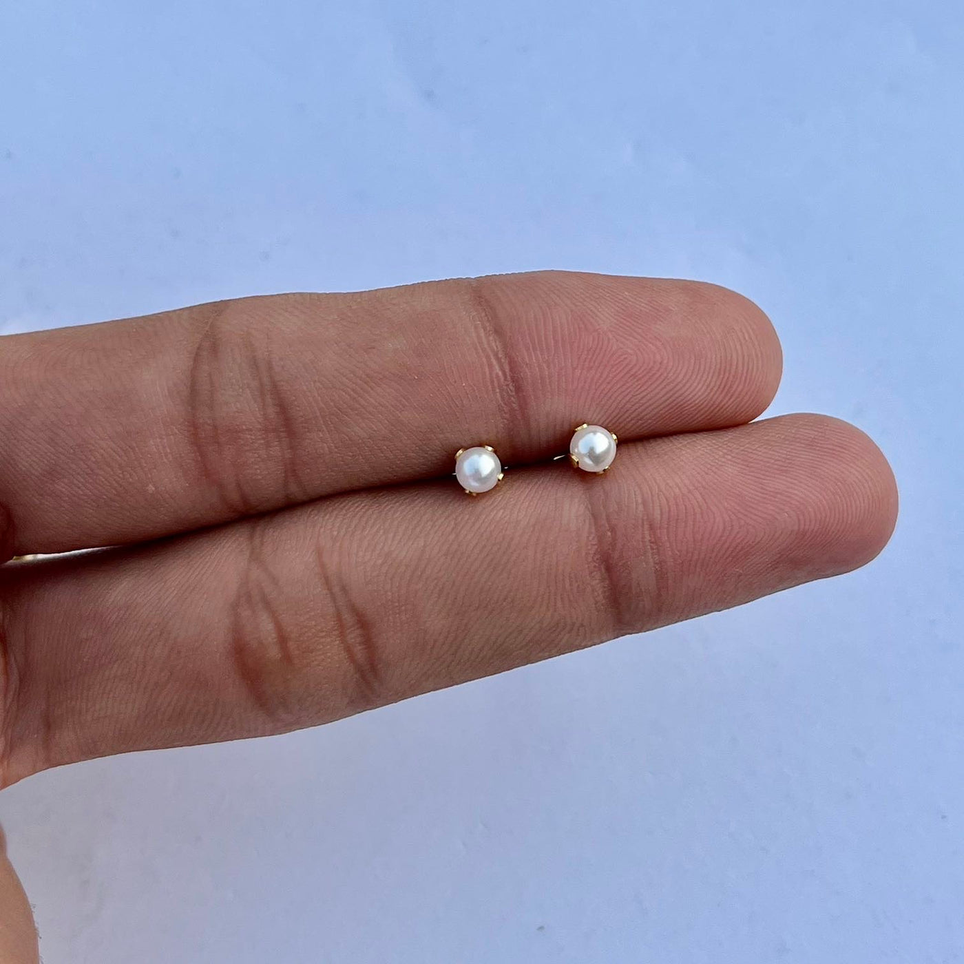 3 Pairs Gold-Plated Pearl Stud Earrings Set