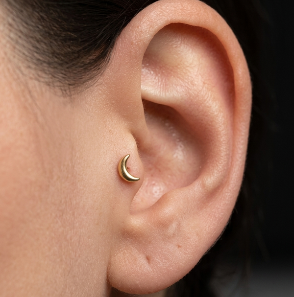 Tiny Moon Titanium Studs Pair - Hypoallergenic