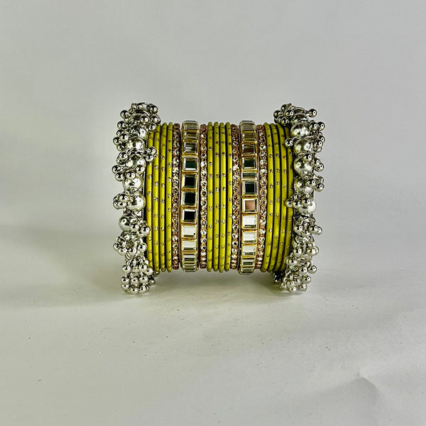 Mehendi Pearl & Kundan Bangle Set - 2.6 Size