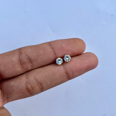 3 Pairs Gold-Plated Zirqon Stone Stud Earrings Set