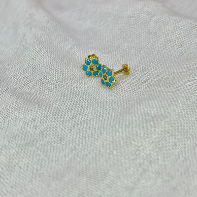 Ferozi 7 Stone Floral Screw Stud Earrings