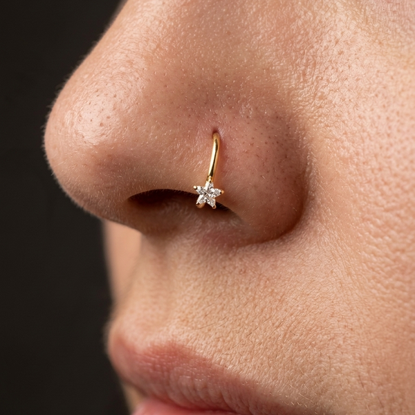 Tiny Star Titanium Nose Ring - Hypoallergenic