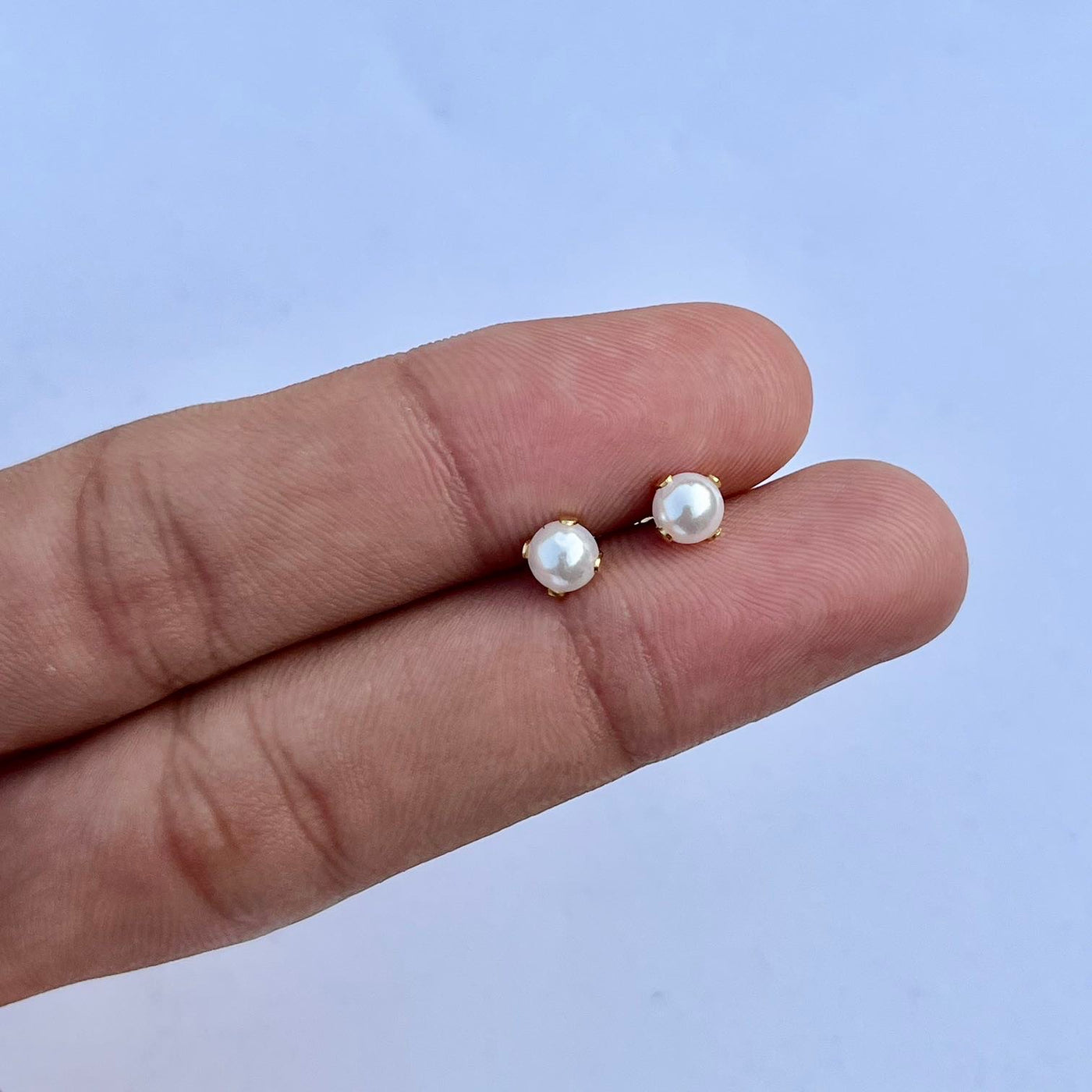 3 Pairs Gold-Plated Pearl Stud Earrings Set