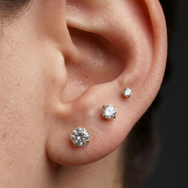 Classic Round Titanium Studs Pair (3mm, 5mm, 7mm) - Hypoallergenic