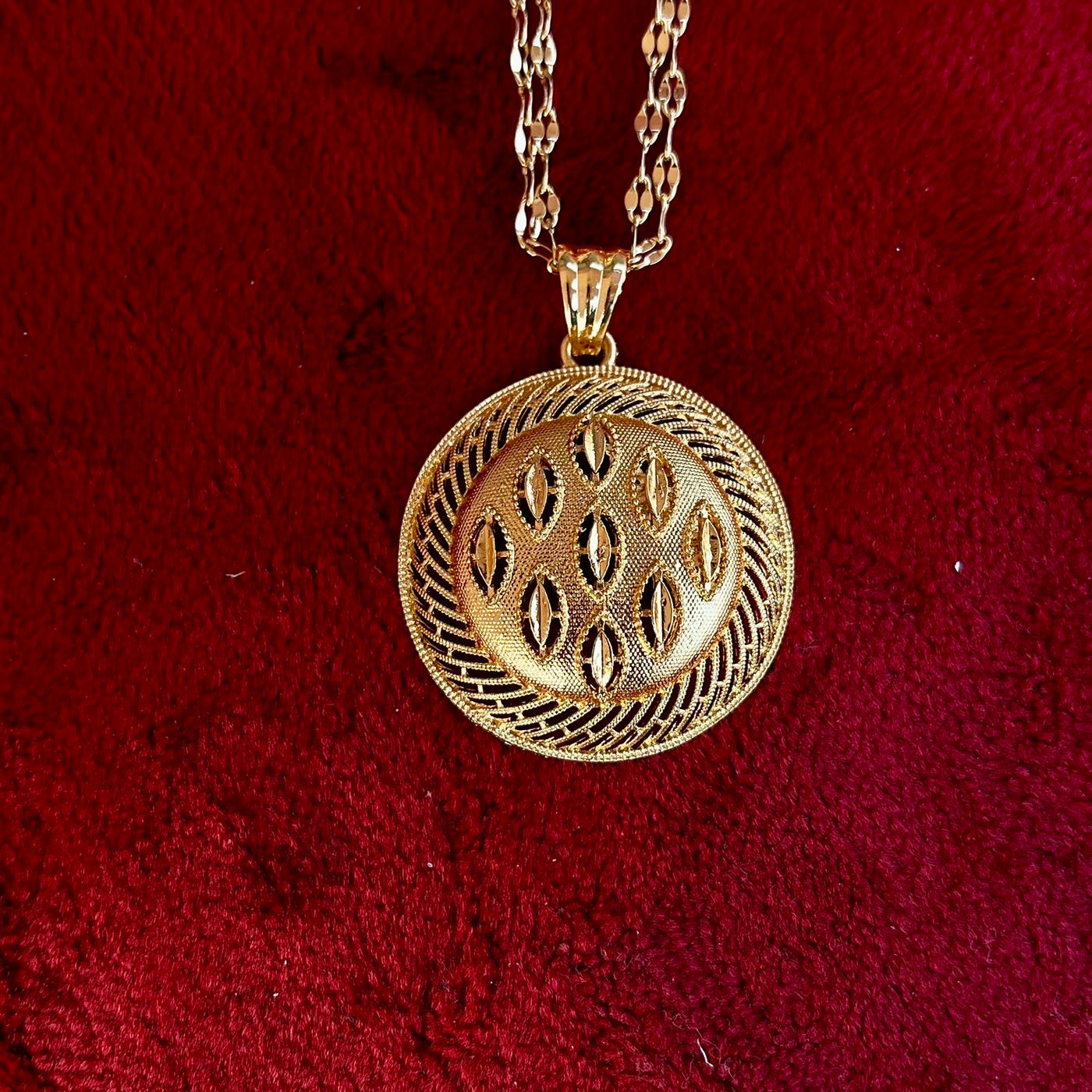 Double Chain Broach Pendant with Earrings and Ring