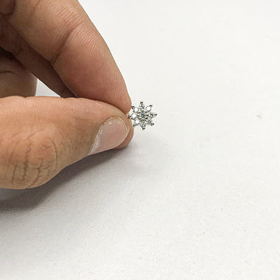 Stone Flower Silver NoseClip