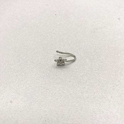 Flower Single Stone Silver NoseClip