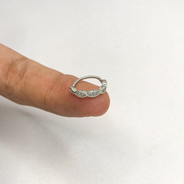 Sequence Stone Silver Nose Ring - 10mm Bold Size