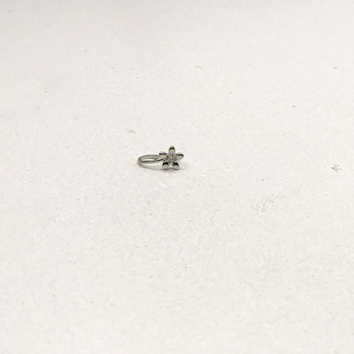 Flower Single Stone Silver NoseClip