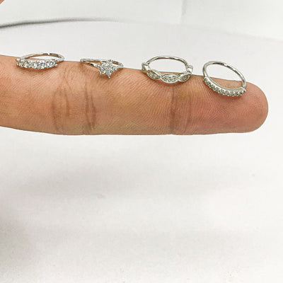 Premium Silver Nose Rings – Pack of 4 Elegant Designs