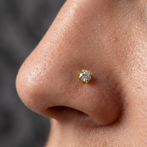 Titanium Front Lock Nose Pin – 3MM Stone Pair - Hypoallergenic