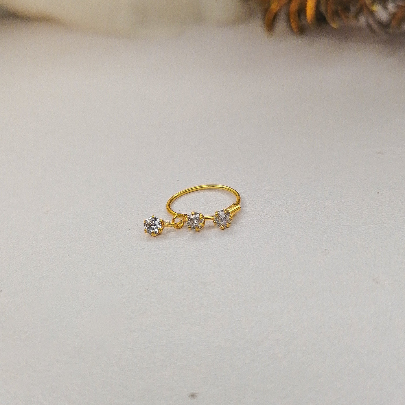 Elegant 3-Stone Hanging Nose Ring – Stylish & Dainty Everyday Jewelry