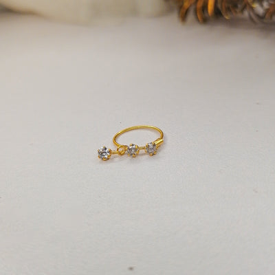 Elegant 3-Stone Hanging Nose Ring – Stylish & Dainty Everyday Jewelry