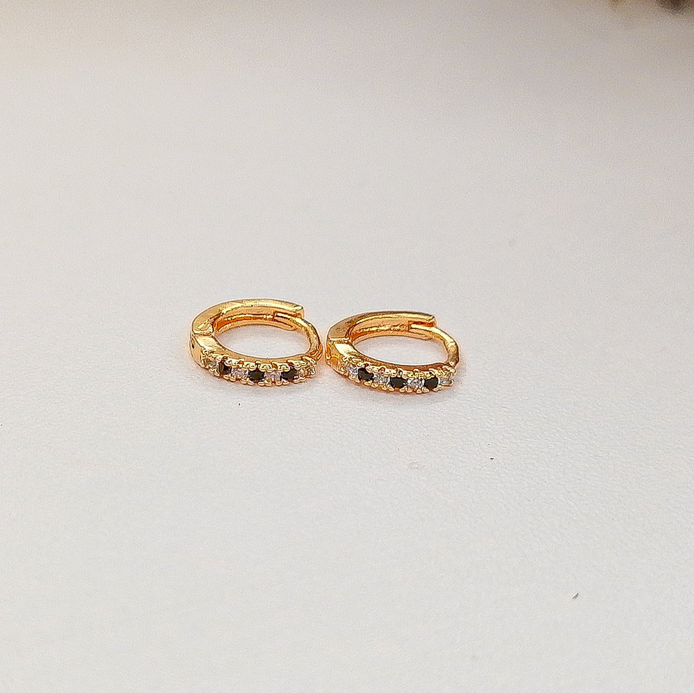 7mm Black Stone Hoop Earrings