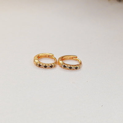 7mm Black Stone Hoop Earrings