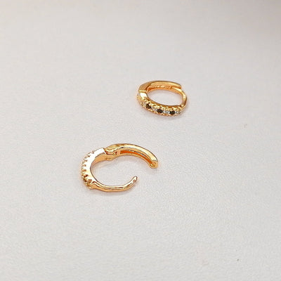 7mm Black Stone Hoop Earrings