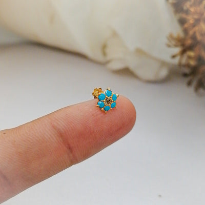 Feroza Flower Gold Plated Screw Back Stud Earrings