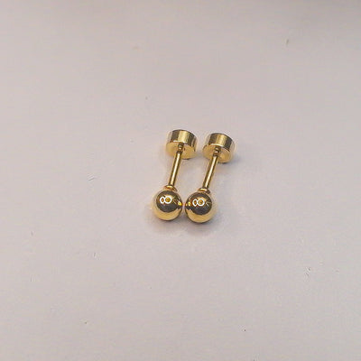 3 Pairs Gold-Plated Ball Stud Earrings