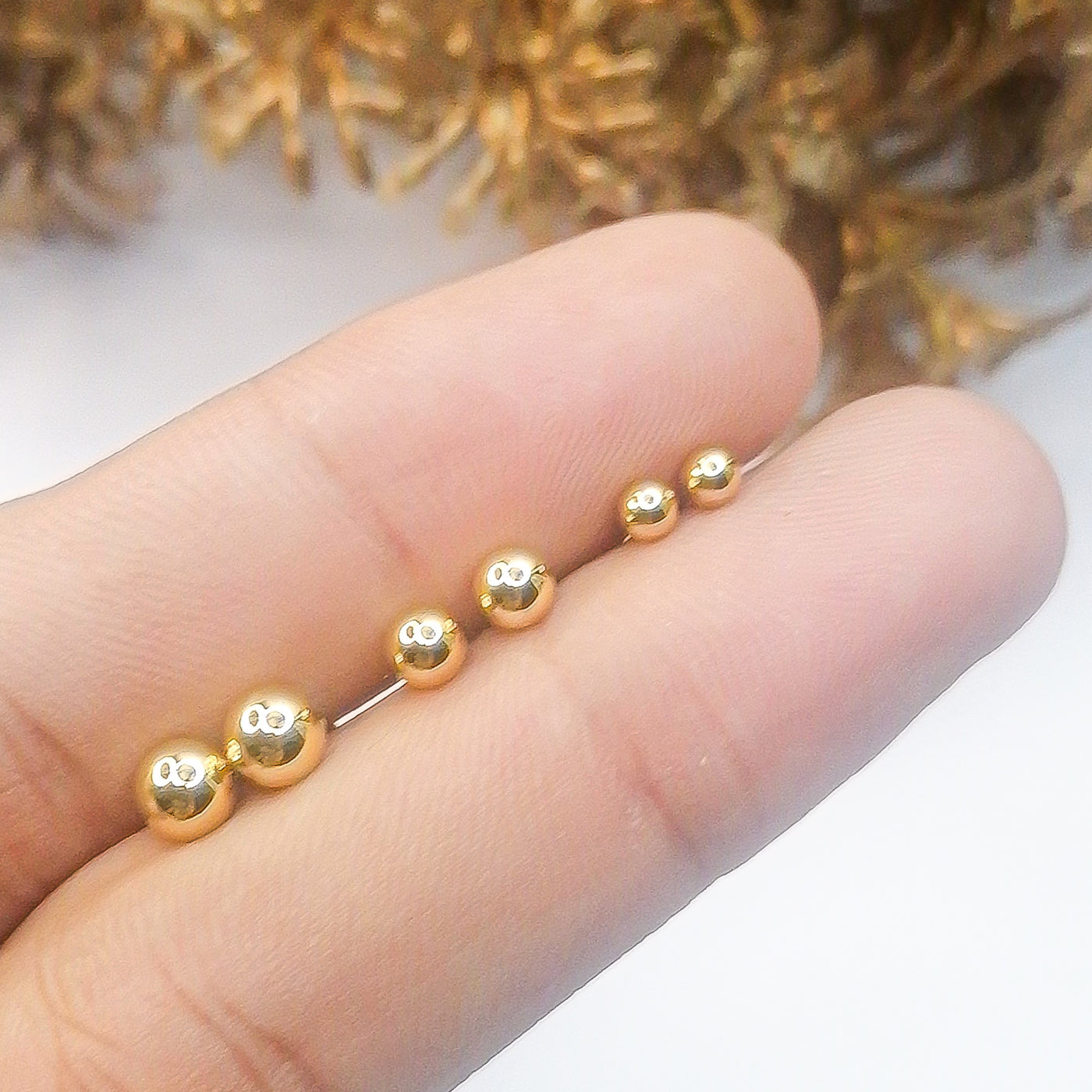 3 Pairs Gold-Plated Ball Stud Earrings