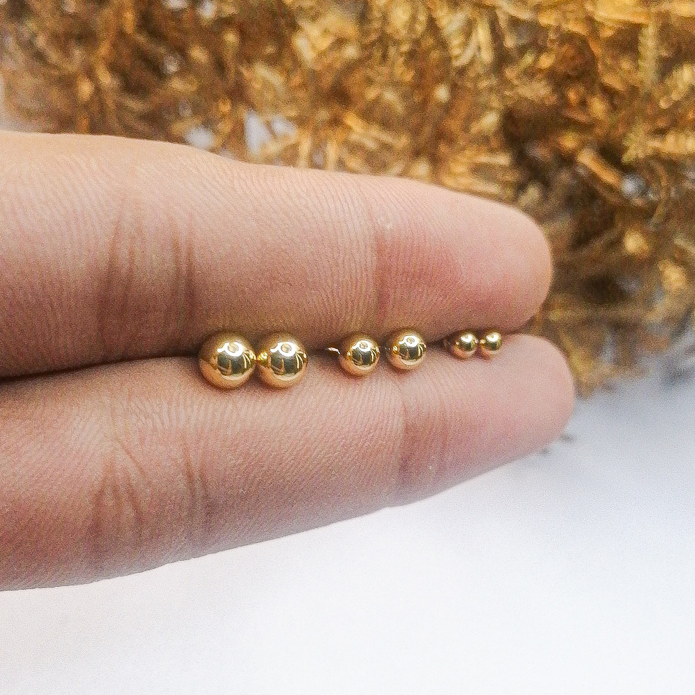 3 Pairs Gold-Plated Ball Stud Earrings