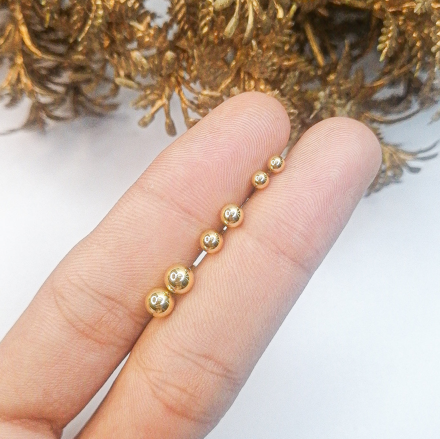 3 Pairs Gold-Plated Ball Stud Earrings