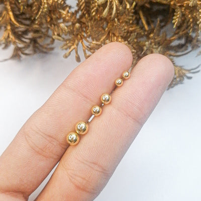 3 Pairs Gold-Plated Ball Stud Earrings