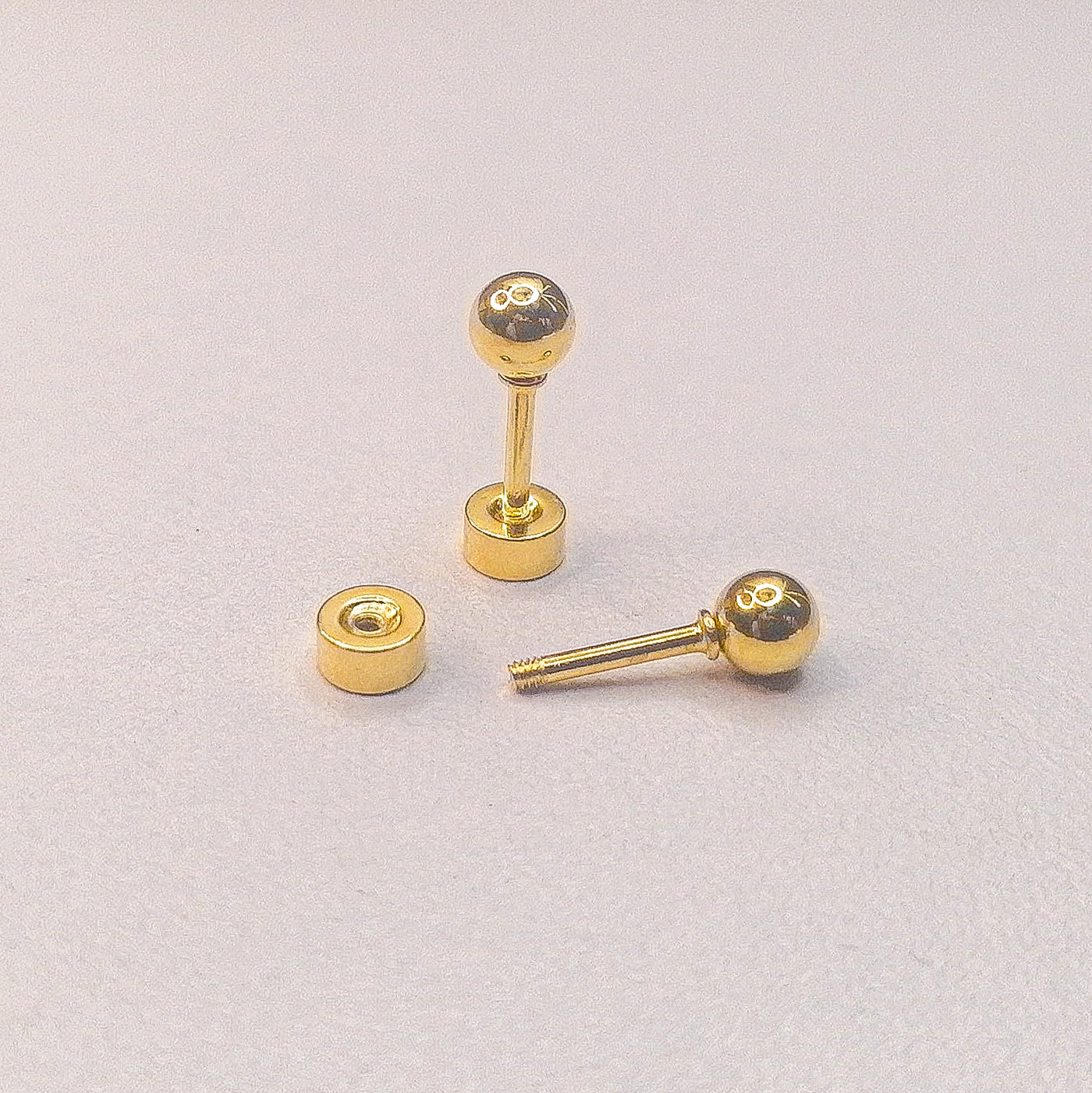 3 Pairs Gold-Plated Ball Stud Earrings