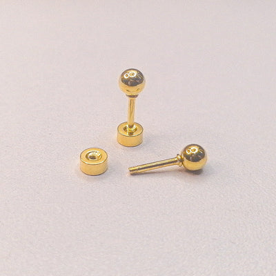3 Pairs Gold-Plated Ball Stud Earrings
