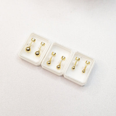 3 Pairs Gold-Plated Ball Stud Earrings