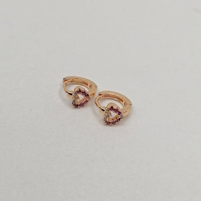 7mm Tiny Heart Ruby Stone Hoop Earrings