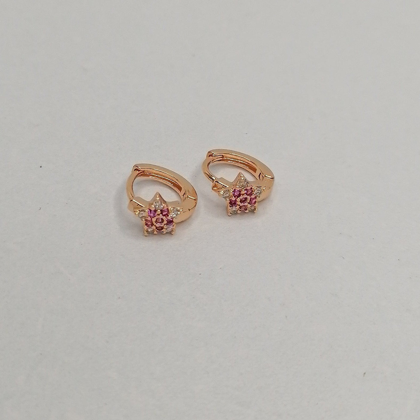 7mm Tiny Ruby Star Hoop Earrings