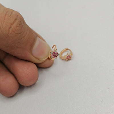 7mm Tiny Ruby Star Hoop Earrings