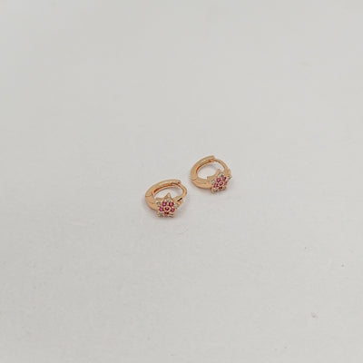 7mm Tiny Ruby Star Hoop Earrings