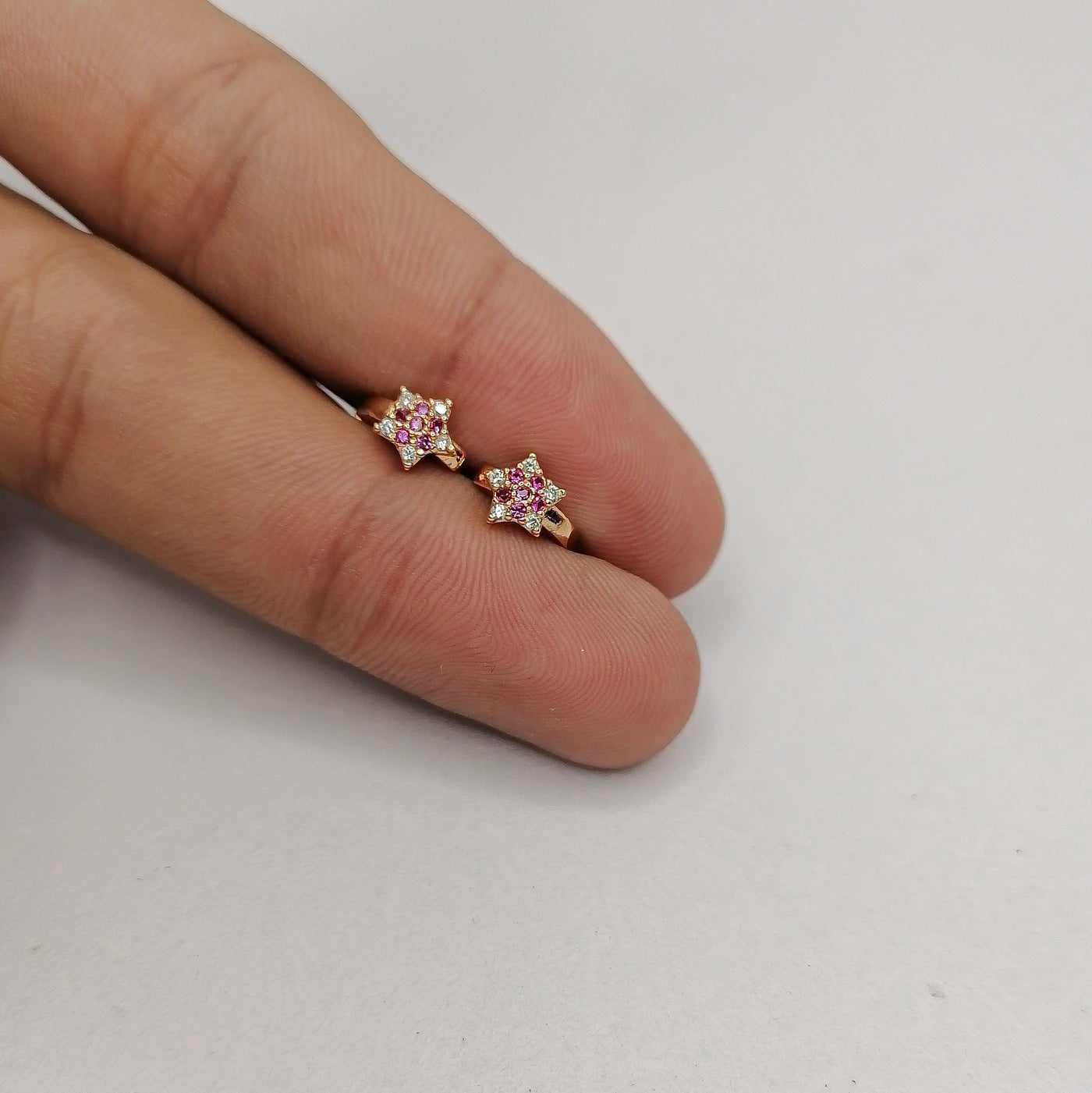 7mm Tiny Ruby Star Hoop Earrings