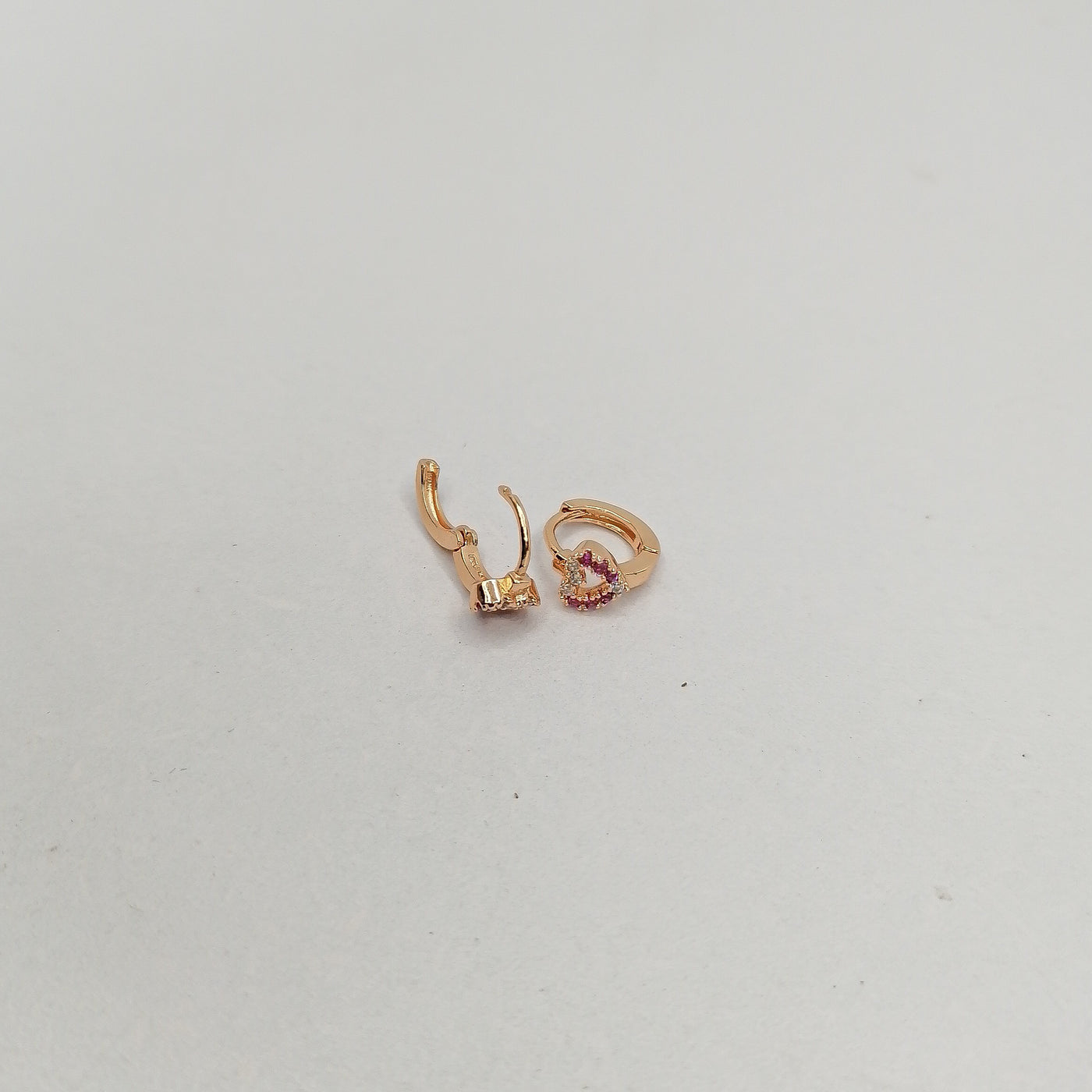 7mm Tiny Heart Ruby Stone Hoop Earrings